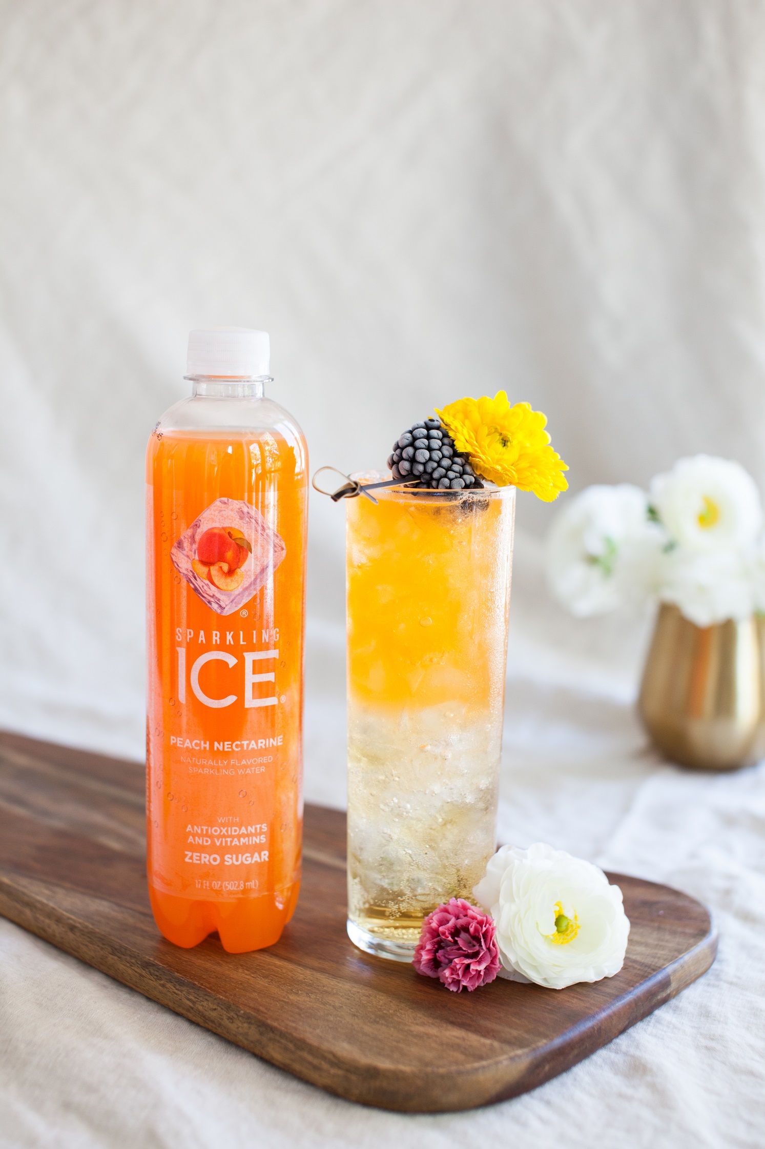 sparkling ice peach nectarine shandy drink