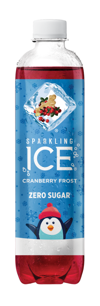 Sparkling Ice Cranberry Frost 17 oz bottle.